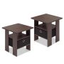 Home Living 15.5 in. Dark Brown and Black Wood Square Storage End Table (Set of 2) - Image 2