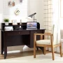 Costway Computer Desk PC Laptop Writing Table Workstation Student Study Furniture Brown - Image 2