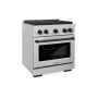 ZLINE - 30 in. Wide 4 Burner 4.2 cu. ft. Autograph Paramount Dual Fuel Freestanding Satin Steel Range with Black Accents - Stainless Steel - Image 3