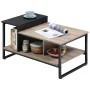 Homooi Modern 2-Tier Coffee Table with Floating AV Wall Shelf, Black - Image 4