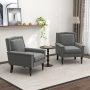 Mid-century Modern Armchair Linen Fabric Upholstered Accent Chair with Cushion - Image 4