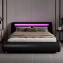 Amolife Cama Moderna Tamaño Queen con Cabecera LED, Estilo Ondulado Curvo de Lujo Tapizado, Negro - Image 5