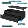 Hommpa LED Lift Top Coffee Table with Storage Modern Coffee Tables for Living Room Rectangle High Gloss Center Table with 2 Drawers - Image 3