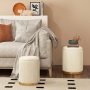 Golden Velvet/Linen Fabric Storage Ottoman Set of 2 - Image 2