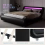 Amolife Cama Moderna Tamaño Queen con Cabecera LED, Estilo Ondulado Curvo de Lujo Tapizado, Negro - Image 4