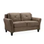 Harvard 57 in. Brown Microfiber 2-Seat Loveseat with Round Arms - Image 5