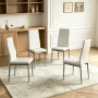 Ktaxon Modern Dining Chairs with High Back, 4 Person PU Leather Padded Chairs for Dining Room, Kitchen, Home, Creamy White - Image 1