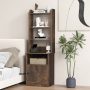 Rustic Brown Bedside Tables Tall Nightstands with 5 Open Shelf and Cabinet - Image 1
