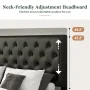 Amolife Base de Cama Tipo Plataforma Tapizada en Cuero Sintético Tamaño Full con Cabecera Ajustable, Estilo Capitoné con Botones en Forma de Diamante, Negro - Image 4