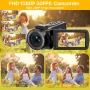 Video Camera Camcorder for Youtube Digital Camera Recorder FHD 1080P 24.0MP 16X Digital Camcorder with Mic and 2 Batteries - Image 2