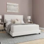 Willow Nailhead Trim Upholstered Full Bed, White Faux Leather - Image 1
