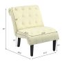 Cotton Linen Fabric Armless Accent Chair with Adjustable Foot Pads - Image 3