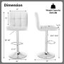 Armless PU Leather Bar Stool with Adjustable Height and Swivel Seat - White - Image 4