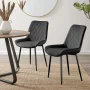 Simsbury Velvet Modern Upholstered Quilt Stitched Tapered Metal Leg Luxury Dining Chairs - Image 4