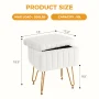 JIOABL Vanity Stool Chair with 4 Metal Legs Anti-Slip Adjustable Feet, Faux Fur Seat, Storage Space, White - Image 4