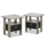 Furinno 2 Petite End Table Bedroom Night Stand - Set of Two, Gray/Black - Image 2