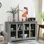 Costway Kitchen Storage Cabinet Sideboard Buffet Cupboard w/ Sliding Door Gray - Image 4