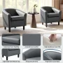 Renwick Faux Leather Barrel Accent Chair for Livingroom, Gray - Image 4