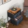 20 Inch Height Industrial Nightstand with 2 Pull-out Fabric Drawers - Image 6