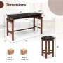 3-Piece Home Bar Set with 2 Upholstered Bar Stools, Outlets and USB Ports - Image 4