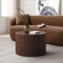 Kevinplus Nesting Coffee Table Set of 2, Matte Brown Round Wooden Coffee Tables, Modern Luxury Side Tables Accent End Table for Living Room Apartment - Image 3