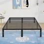 Simenmax Full Size Metal Platform Bed Frame with Headboard and Footboard, Heavy Duty Mattress Foundation with Steel Slats Support, Black - Pattern: koke - Image 3