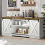 Farmhouse Coffee Bar Cabinet with Storage, 58’’Buffet Sideboard Cabinet with Sliding Barn Doors and 2 Adjustment Shelves, Kitchen Sideboard Cabinet for Dining Living Room - Image 6