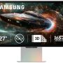 Samsung - 27" Odyssey Glasses Free 3D G90XF 4K UHD, 165Hz, 1ms, G-SYNC Compatible and FreeSync Prem Pro Gaming Monitor - Mercury Silver - Image 1