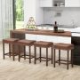 Brown 24 Inch Upholstered PU Leather Bar Stools Set of 2 - Image 6
