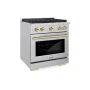 ZLINE - 30 in. Wide 4 Burner 4.2 cu. ft.  Autograph Paramount Dual Fuel Freestanding Range with Polished Gold Accents - Stainless Steel - Image 3