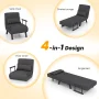 Costway Folding 6 Position Armchair Lounge Couch Convertible Sleeper Bed w/ Pillow Gray - Image 6