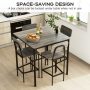 5 Pieces Industrial Dining Table Set with Counter Height Table and 4 Bar Stools - Gray - Image 2