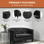 48 in. Black Love Seat, Button Tufted Faux Leather Barrel Loveseat, Midcentury Modern 2 Seater Couch, Small Loveseat - Image 6