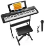 Donner DEK-200 61-Key Piano Full-Size Electronic Keyboard Set, Auto Accompaniment, Metronome,, Includes 300 Tones, with Stand, Bench, Microphone - Image 1