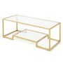 Modern 2-Tier Rectangular Coffee Table with Glass Table Top - Image 3