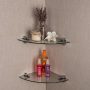 Pristine 16 in. W x 2 in. H. Clear Glass Floating Shelves with Chrome Brackets (Set of 2) - Image 6