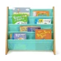 Humble Crew Kids Bailey Bookshelf 4 Tier Book Storage, Natural/Seafoam - Image 3