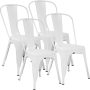 FDW Metal Dining Chairs Metal Chairs Patio Chair Seat Height Dining Room Kitchen Chair Tolix Restaurant Chairs Bar Stackable Chair Trattoria Metal Indoor Outdoor Chairs (Cream) - Image 1