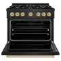 ZLINE - 36 in. Wide 6 Burner 5.2 cu. ft.  Autograph Classic Dual Fuel Freestanding Black Stainless Range w/ Bronze Accents - Black Stainless Steel - Image 2