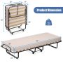 Portable Memory Foam Folding Bed with Mattress Rollaway Cot Beige Made in Italy - Image 3