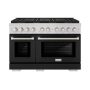 ZLINE - 48 in. Wide 8 Burner Paramount Dual Fuel Freestanding Range with DuoPro Cooktop and Dual Ovens w/ Black Doors - Stainless Steel with Black Matte Door - Image 1