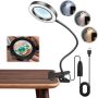 Akynite 10X Magnifying Glass with Light, 2 in 1 Magnifying Desk Lamp Clip on Mganifier with Light, 3 Color Modes 10 Brightness Levels, 58 LED Clip on Reading Lamp for Bed Crafts DIY Repair,No Adapter - Image 1