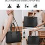 Laptop Bag for Women 15.6 Inch Crocodile Leather Tote Bag Water-resistant Work Briefcase Business Computer Shoulder Bag for Travel Teacher Nurse Professional Handbag,Black - Image 2