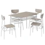 Ktaxon Modern Dining Table and Chair Set for 4, 5 Pieces Breakfast Diner Table Set with 4 Chairs and Storage Rack for Kitchen Dining Room, Oak White - Image 3