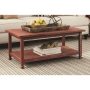 Country Cottage 42 in. Red Antique Finish Large Rectangle Wood Coffee Table with Shelf - Image 6