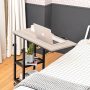 Natural Height Adjustable C-Shaped End Table with Lockable Wheels and Tiltable Table Top - Image 2