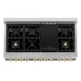 ZLINE - 48 in. Wide 8 Burner Autograph Legacy Dual Fuel Freestanding Range in White & Gold Accents - Stainless Steel - Image 3
