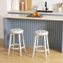 360-Degree Swivel Upholstered Rubberwood Frame Bar Stool Set of 2 with Footrest - Image 1