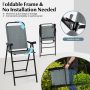 Blue Patio Folding Bar Stool Set of 2 with Metal Frame and Footrest - Image 4
