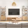 72.5 Inch 6-Tier Wall Mounted Ladder Bookshelf with Rattan Cabinet - Image 2